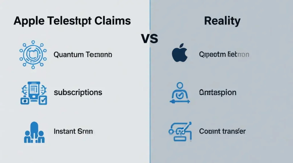 Apple Teleport common claims versus reality infographic