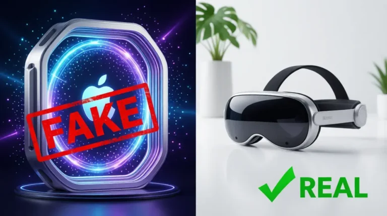 Apple Teleport viral hoax concept with fake technology versus reality comparison