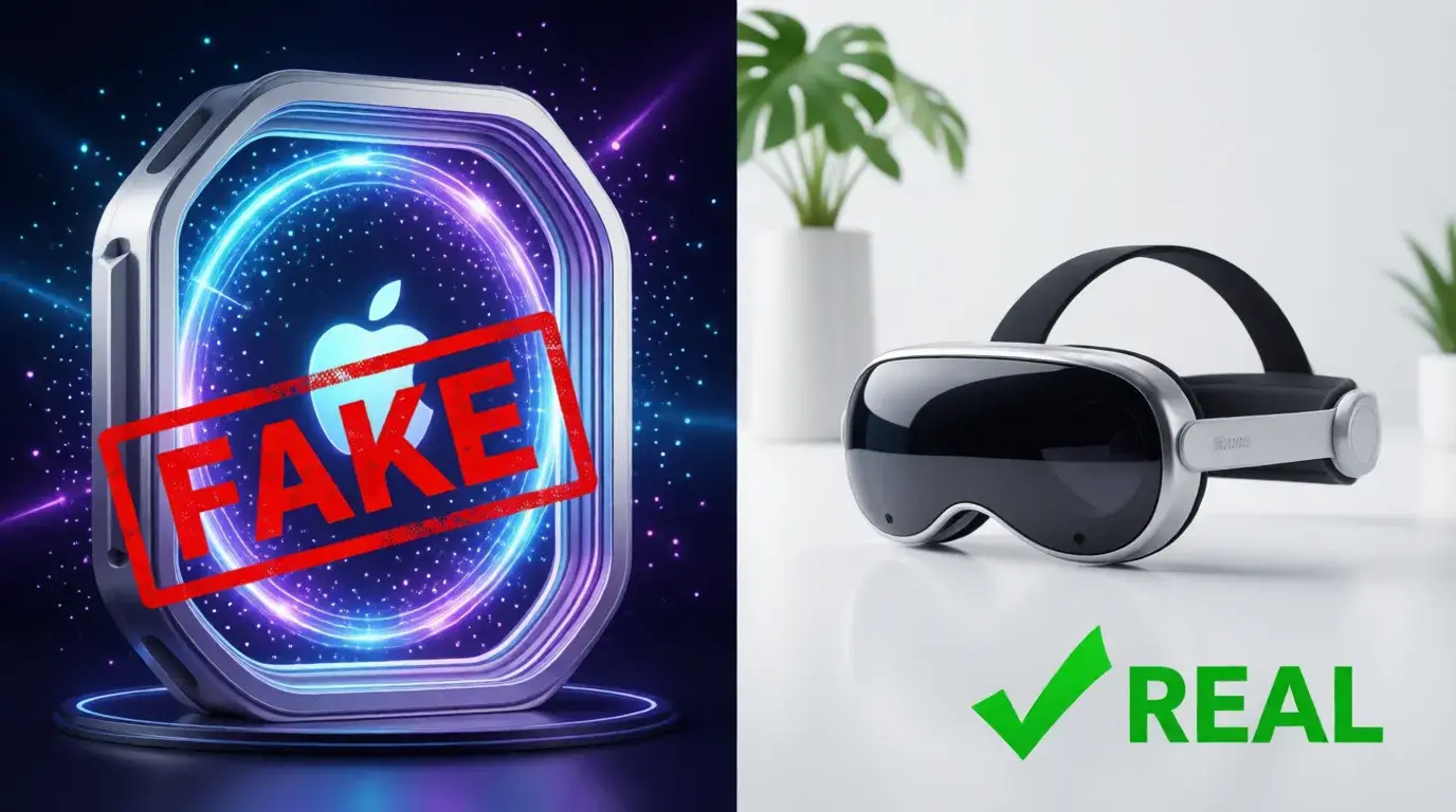 Apple Teleport viral hoax concept with fake technology versus reality comparison