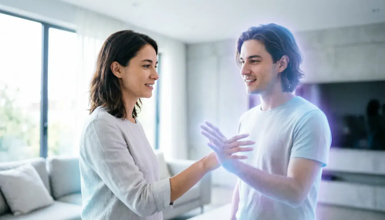 Apple Teleport immersive communication technology concept showing futuristic holographic presence