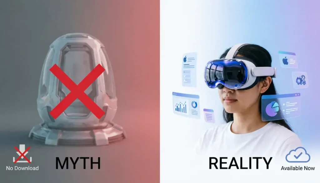 Comparison between teleportation myth versus Apple Vision Pro virtual reality technology