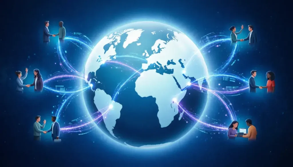 Future of communication showing Apple Teleport connecting people globally without distance barriers